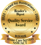 Readers digest quality service award home care services NSW and ACT 2022 logo