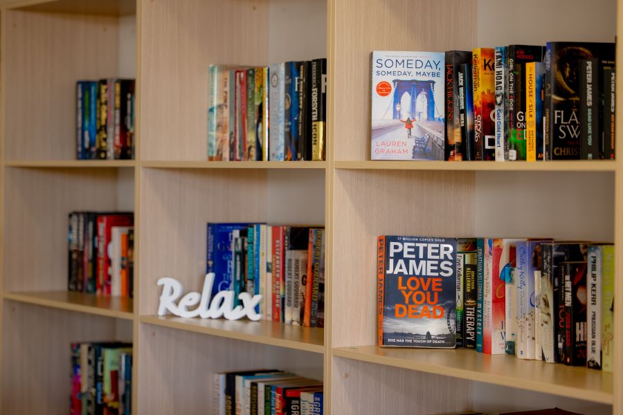 Organized library shelf