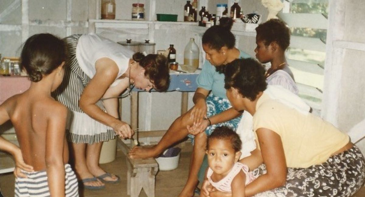 Maggie Ashton working as a nurse in PNG