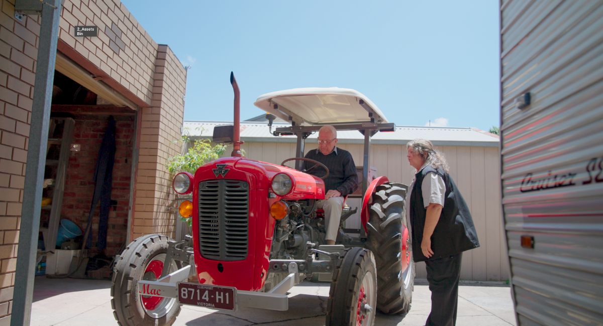 Peter Rogers in his tractor