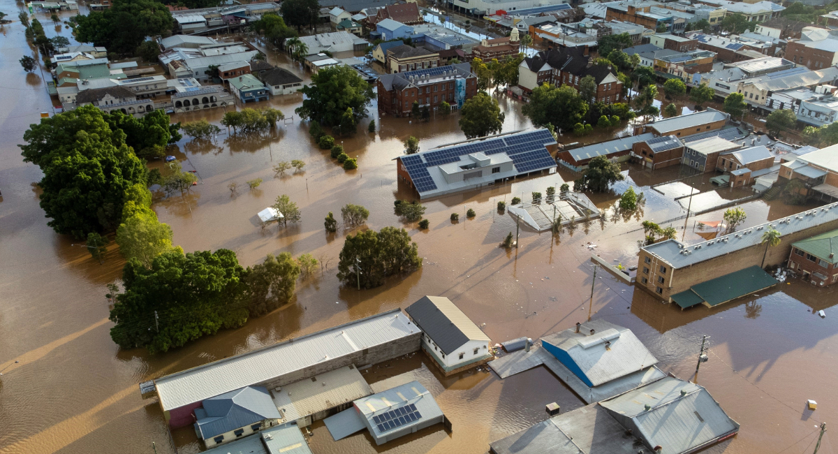 A flooded town